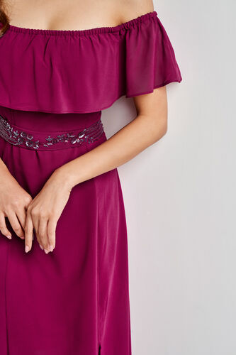 Teal Flared Solid Gown, Pink, image 4